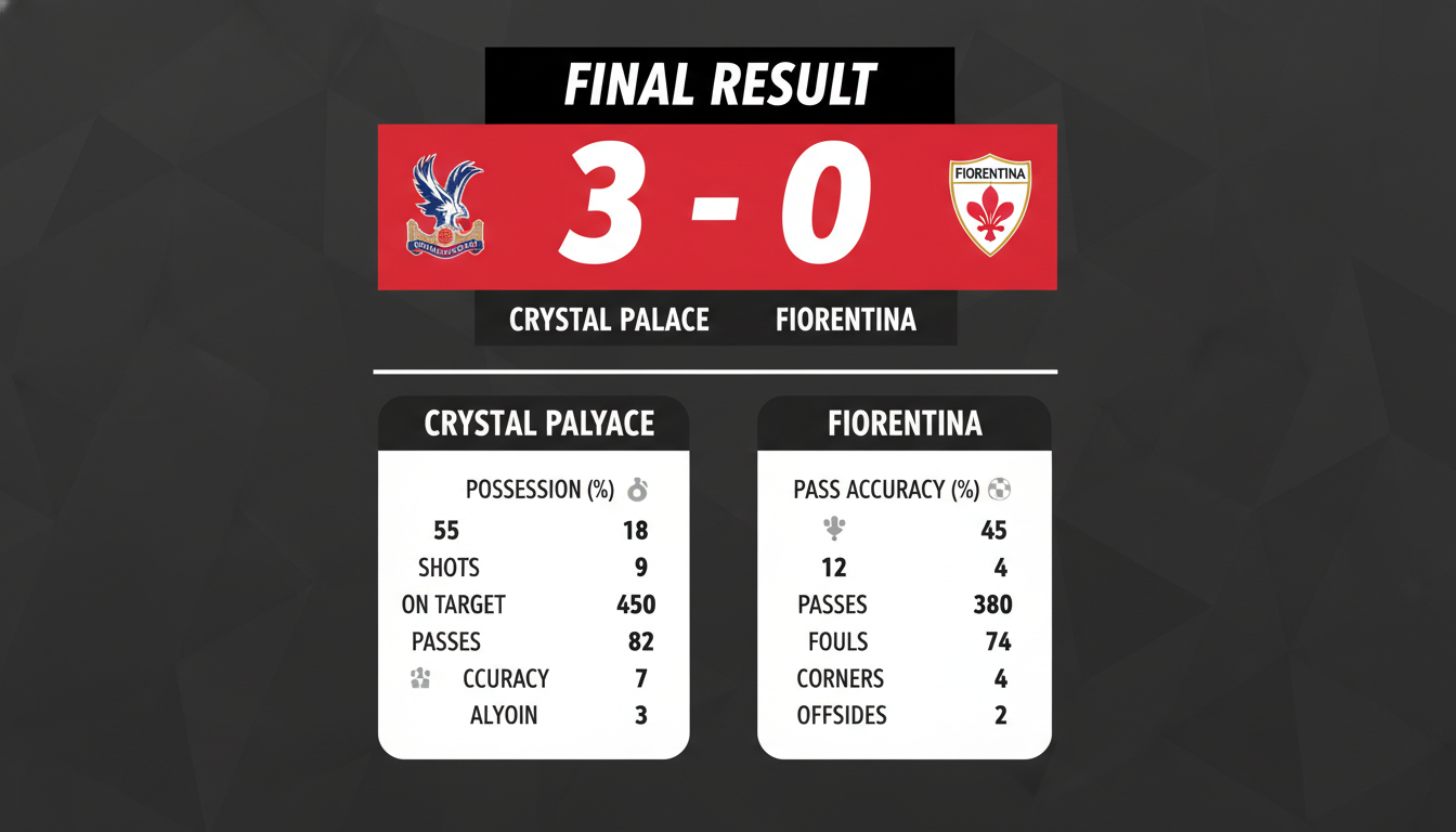 Kết quả trận đấu Kết quả Crystal Palace vs Fiorentina