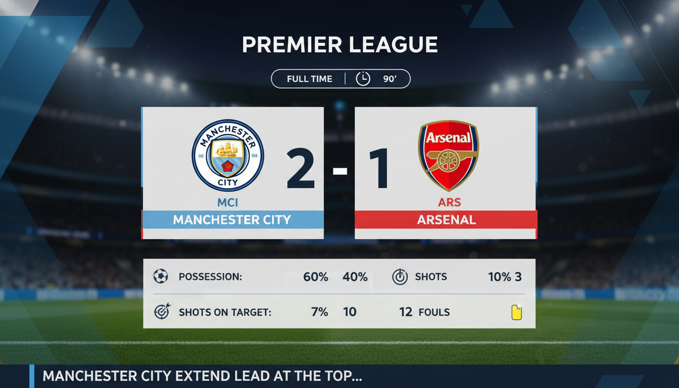 Kết quả trận đấu Kết quả Manchester City vs Arsenal